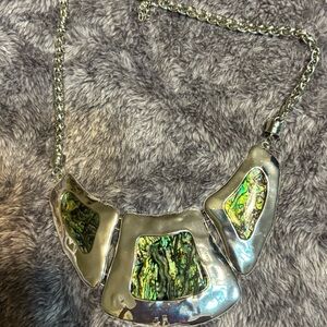 Silver and Green Abalone Necklace